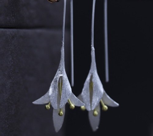 garyjewelry Real 925 Sterling Silver Lily of the Valley Flower Dangle Earrings for Women