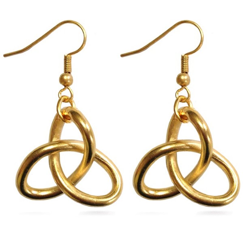 Goldieum's Knot Earrings - ต่างหู - โลหะ สีทอง