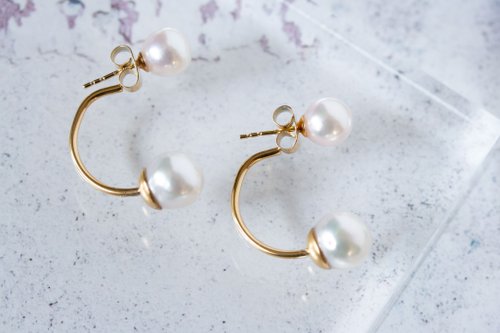 あこや 真珠 のバックキャッチx0.20ctダイヤ18Kピアス 女性へのプレゼント K18YG アコヤ真珠 バックキャッチピアス 18
