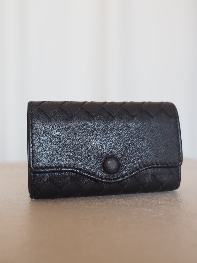 Bottega Veneta ボッテガヴェネタ イントレチャート キーケース ブラック レザー ヴィンテージ - 鑰匙圈/鑰匙包 - 真皮 黑色