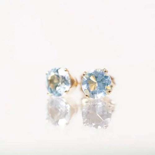 lipattijewelry ブルートパーズ6mmの14KGFスタッドピアス Charlotte