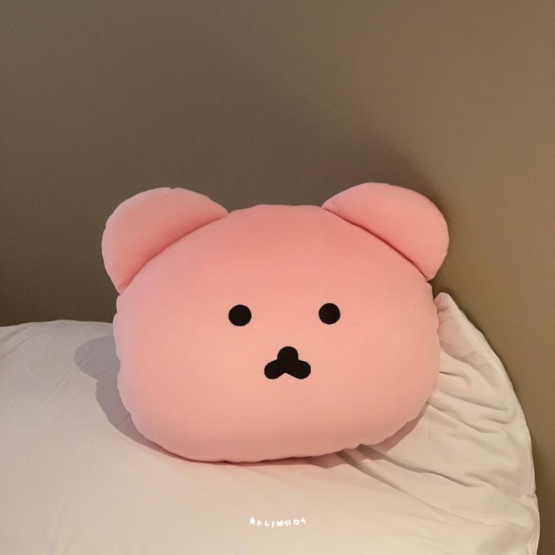 Chanibear Face Cushion (Pink) / Bear Pillows - Pillows & Cushions - Polyester Pink