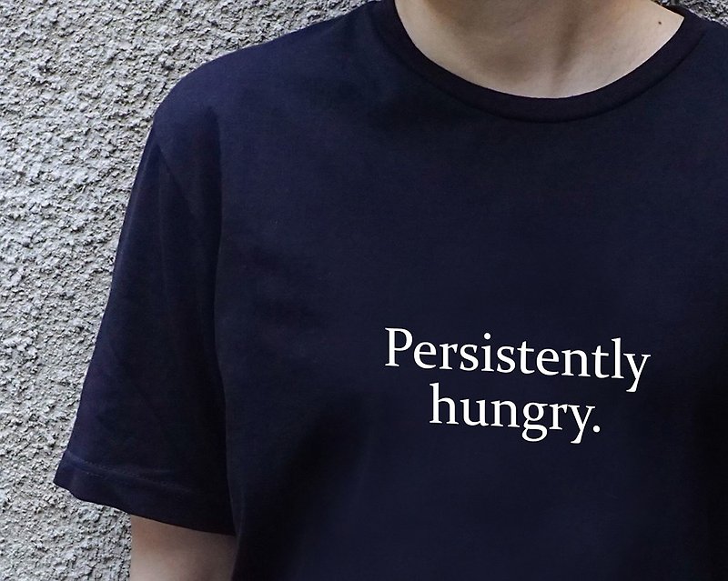persistently hungry T-shirt - เสื้อฮู้ด - ผ้าฝ้าย/ผ้าลินิน สีดำ