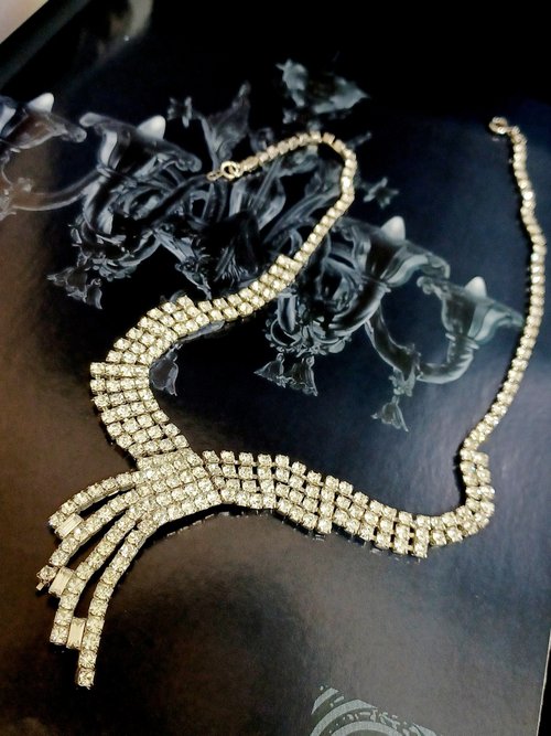 老時光製造所 vintage jewelry 華麗璀璨萊茵水鑽流蘇 項鍊
