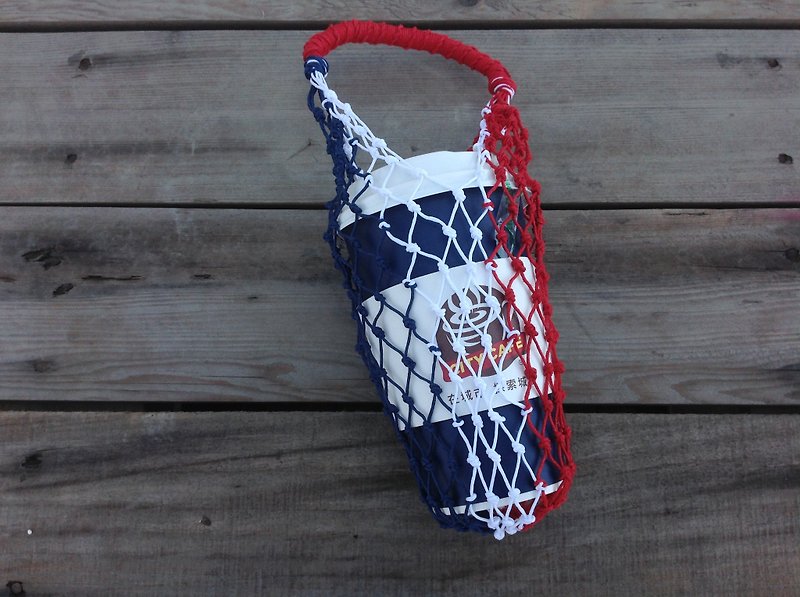 S-type American twine hand-woven green bag - French color - water bottle - hand-cranked cup - coffee cup - Beverage Holders & Bags - Cotton & Hemp 