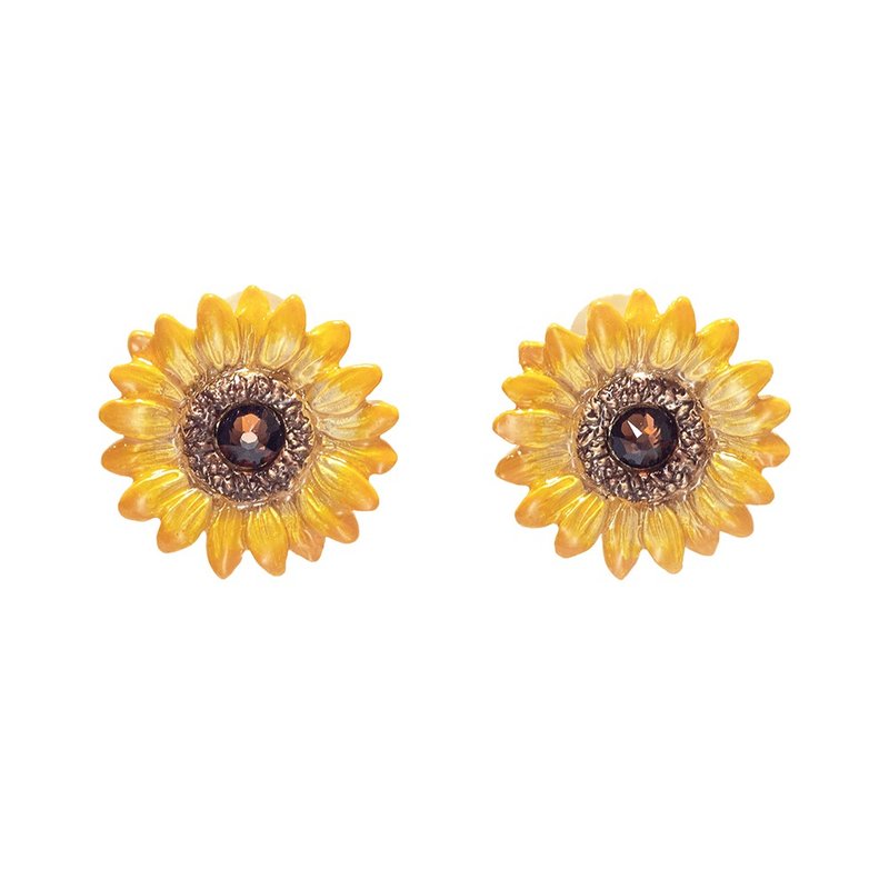 ヒマワリイヤリング　Sunflower　EA152 - 胸針 - 其他金屬 黃色