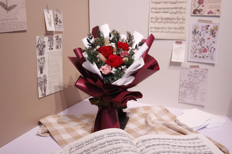 [Medium-sized eternal rose bouquet]—Domineering red bouquet - Dried Flowers & Bouquets - Plants & Flowers Red