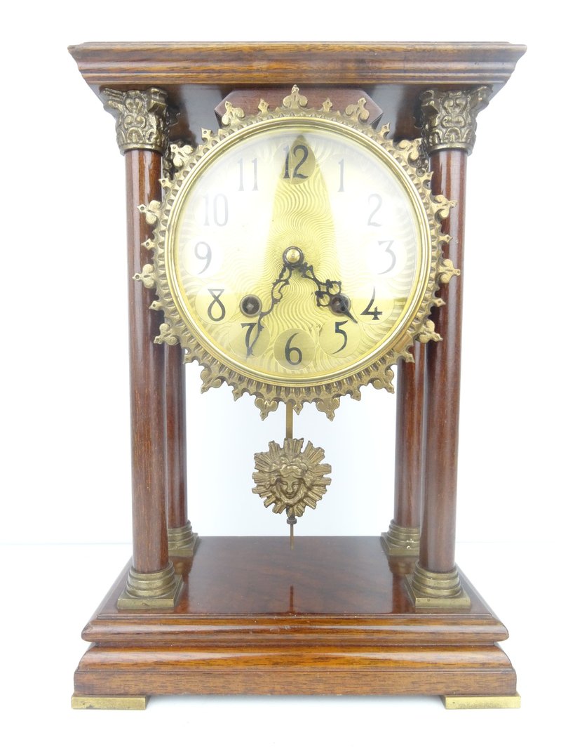 Antique Vintage Dutch Mantel Pillar Clock Warmink Wuba Shelf Bracket 8 day - นาฬิกา - ไม้ สีนำ้ตาล