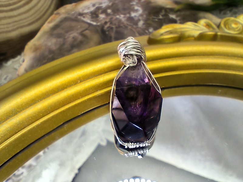 High frequency and high energy handmade 925sliver purple super seven rough stone pendant custom handmade - สร้อยคอ - คริสตัล สีม่วง