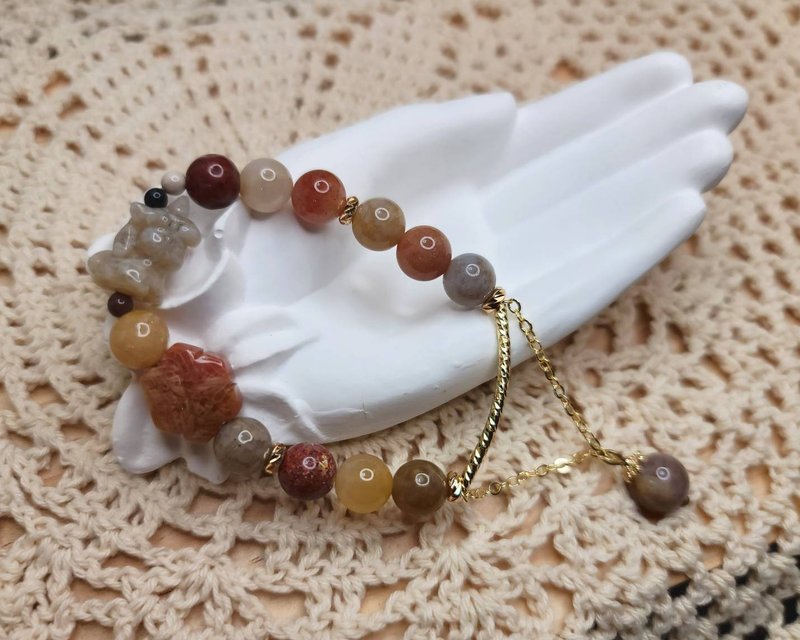 Coral Jade Unicorn Design Bracelet - Bracelets - Jade 