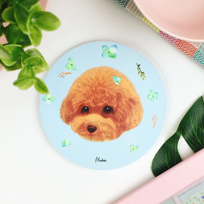 Flower VIP Style-Round Ceramic Water Coaster/Animal Shiba Inu. Christmas Gift - Coasters - Pottery Brown