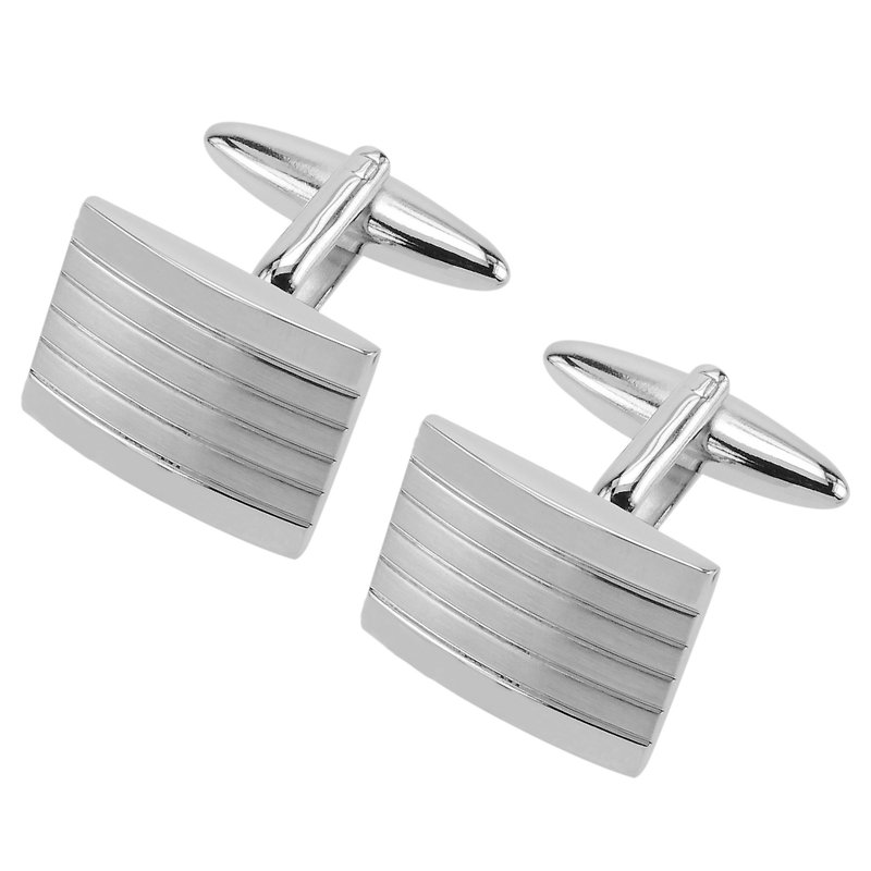 Silver Etched Stripe Cufflinks - Cuff Links - Other Metals Silver