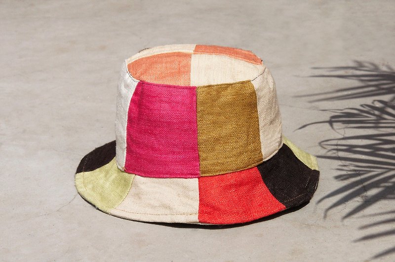 A limited natural forest wind stitching cotton hand-woven Linen cap / hat / visor / hat Patchwork / handmade cap / Alpine hat - spring color hat - Hats & Caps - Cotton & Hemp 