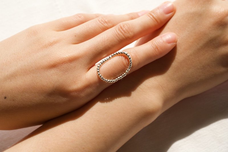 Silver Pearl Circle Ring-Two Ways to Wear - General Rings - Silver Gray