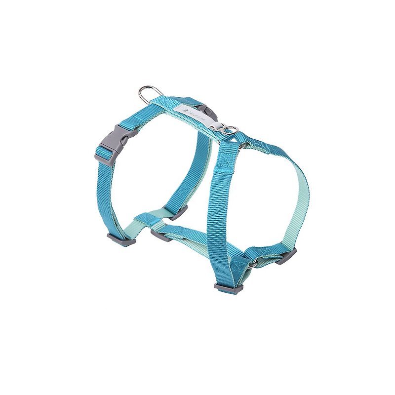 [Tail and me] classic nylon belt chest strap with mint / water blue L - Collars & Leashes - Nylon 