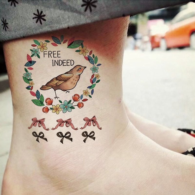 TU tattoo stickers - cute bird wreath / tattoo / tattoo waterproof / Originals / Tattoo / - Temporary Tattoos - Paper Multicolor