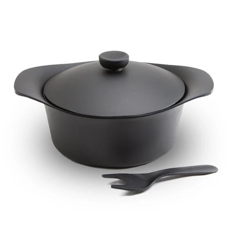 Sori Yanagi 22cm deep iron pan (with iron lid) - กระทะ - วัสดุอื่นๆ สีดำ