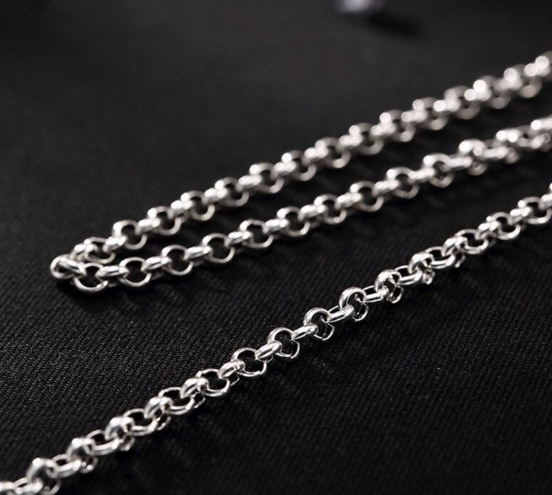 S925 Sterling Silver 3MM 4MM Thick Chains Necklaces NO Pendants Unisex - Necklaces - Sterling Silver Silver