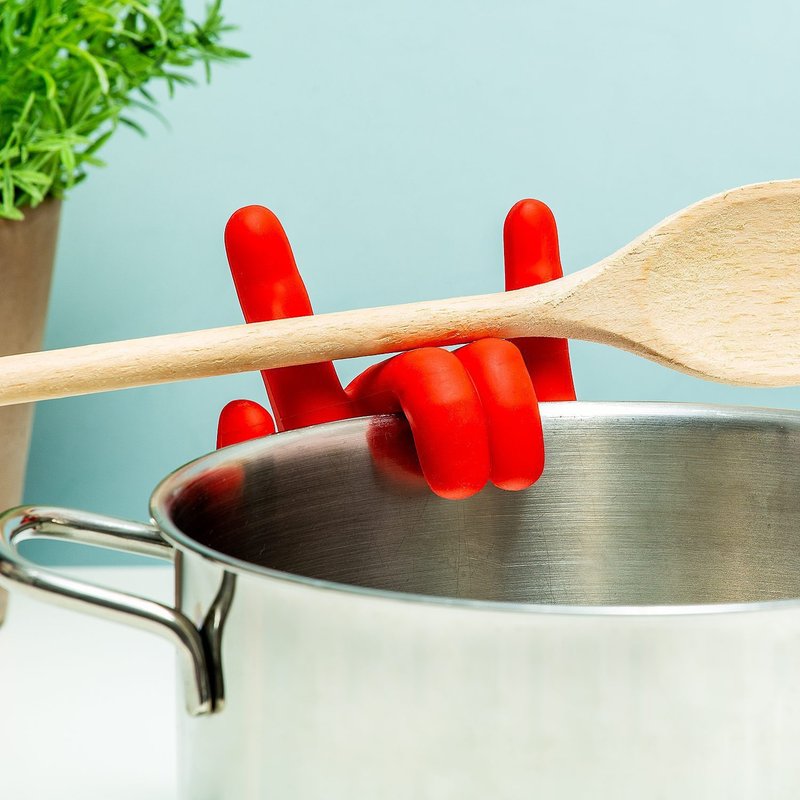 rock gesture spoon holder - Ladles & Spatulas - Silicone Red