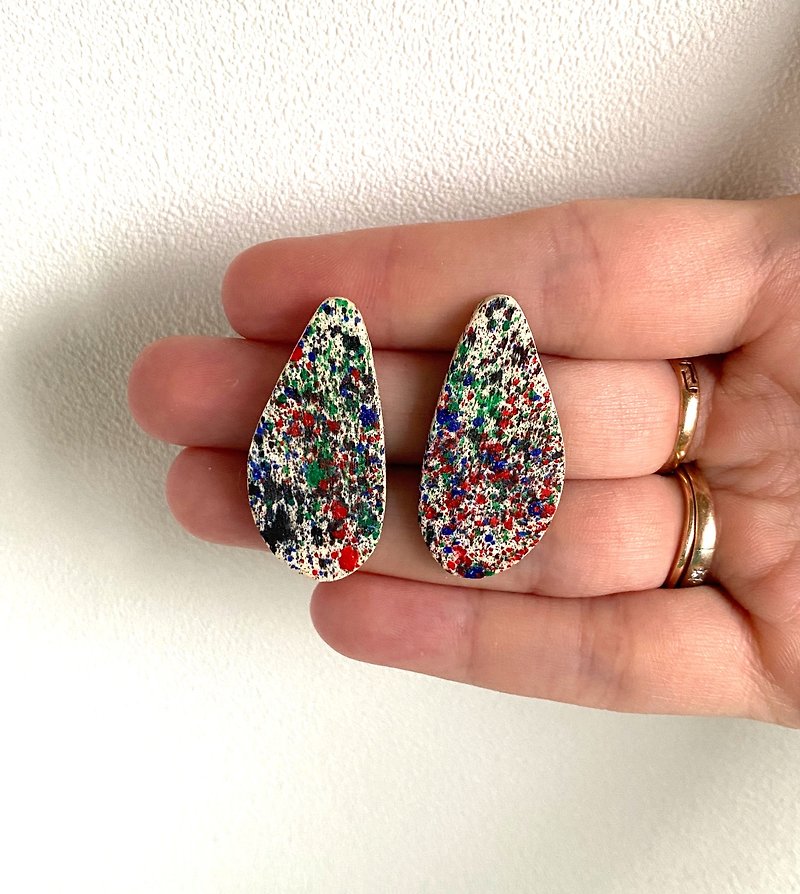 ไม้ ต่างหู หลากหลายสี - Handmade Wooden Earrings, Light Wooden Earrings, size 3.5 cm.