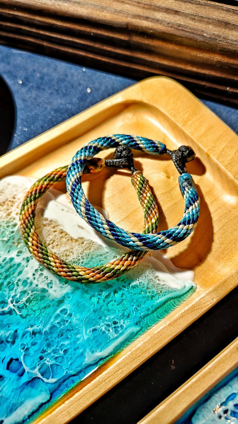 Green Island handmade/lucky rope/braided Wax thread necklace bracelet bracelet/foot rope anklet anklet/customized - Bracelets - Waterproof Material Multicolor