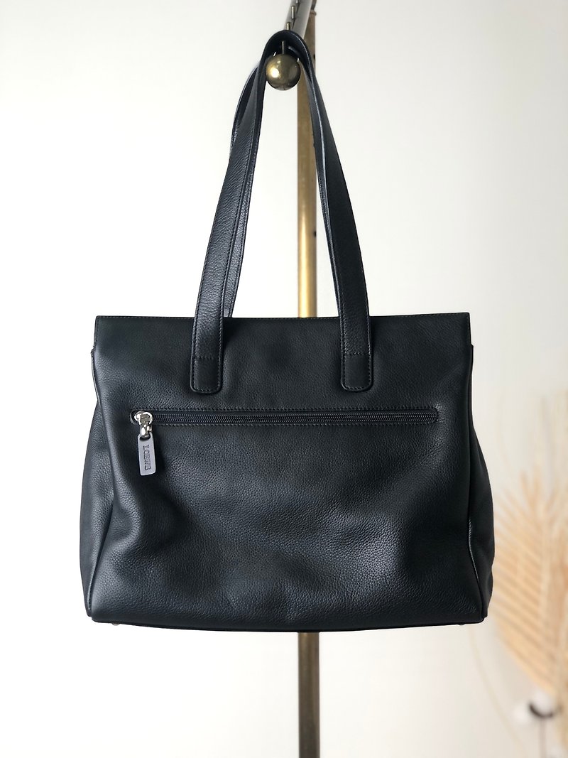 [Direct from Japan, branded used bag] LOEWE shoulder bag, black, logo, leather, tote bag, vintage, old, yim8yw - กระเป๋าถือ - หนังแท้ สีดำ