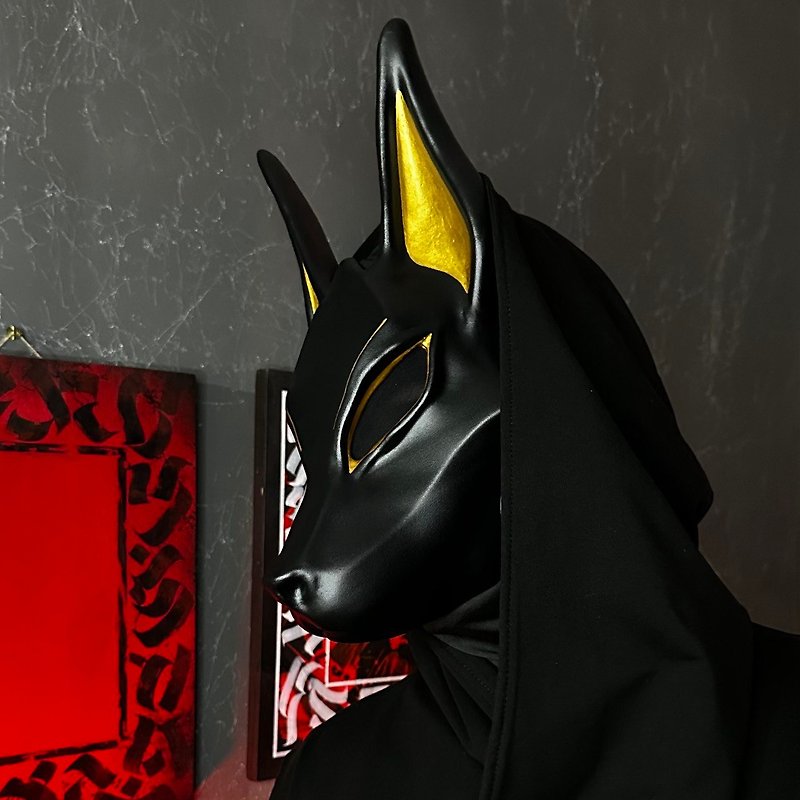 Egyptian Black Anubis Mask, Cosplay Face Mask Costume, Wolf Head Jackal mask - Face Masks - Resin Black