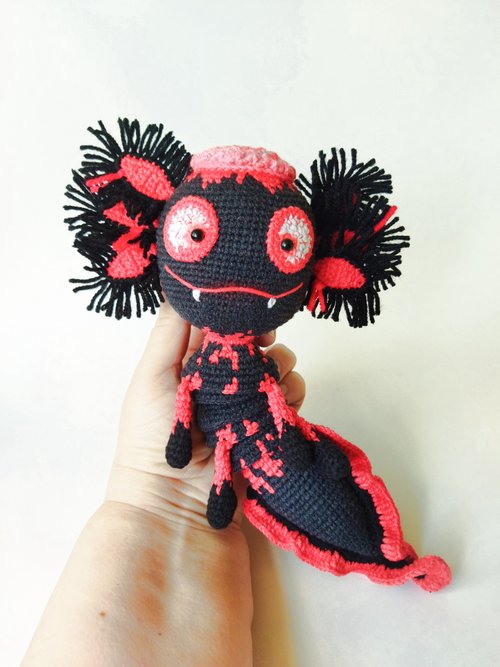 TatiStoreShop 殭屍axolotl鉤針圖案pdf英文。 Amigurumi玩具axolotl可愛的殭屍