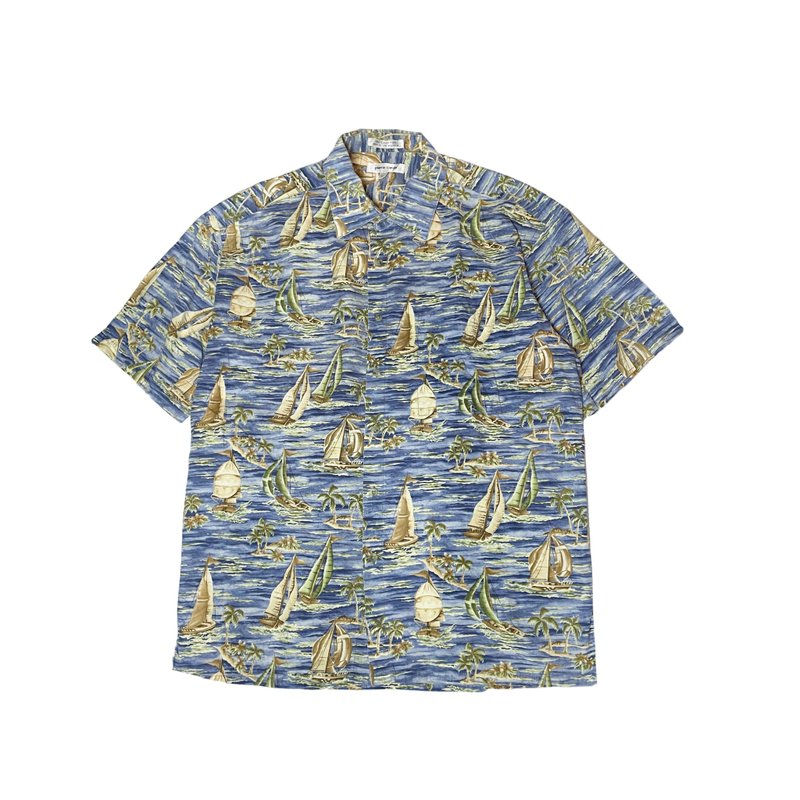 Vintage Pierre Cardin Korean Made Beach Sailing Hawaiian Shirt - เสื้อเชิ้ตผู้ชาย - ผ้าฝ้าย/ผ้าลินิน หลากหลายสี