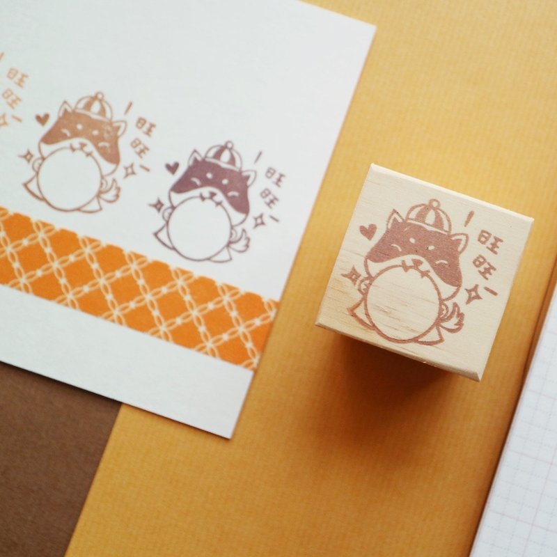 Handmade Rubber Stamp-Wangwang Shiba Inu Universal Chapter 3X3cm - ตราปั๊ม/สแตมป์/หมึก - ยาง สีส้ม