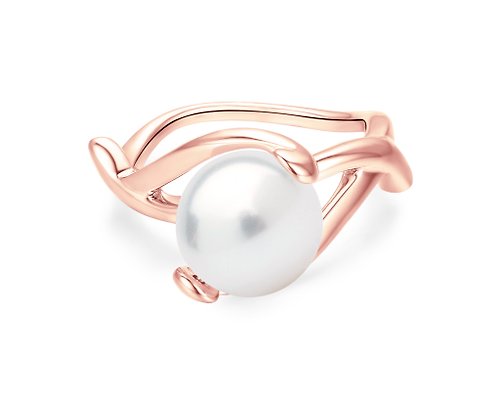 Majade Jewelry Design 淡水珍珠純銀戒指 銀白色個性925銀飾 質感銀器 六月誕生石純銀戒