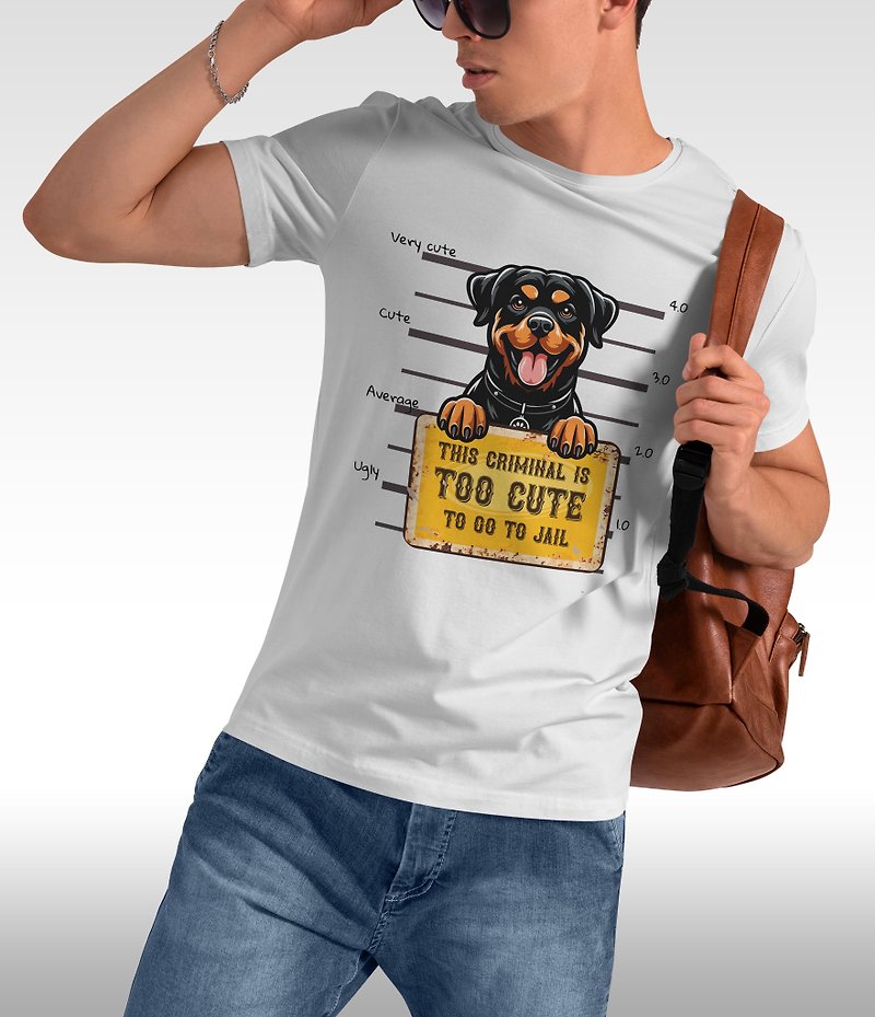 Rotties系列 tee-這罪犯可愛到犯規 訂製 復古或水彩風 T裇 寵物 - 女 T 恤 - 棉．麻 白色