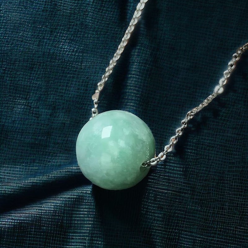 Fruit green jade ball necklace | Natural Burmese jade jade A goods | Gift giving - สร้อยคอ - หยก สีเขียว