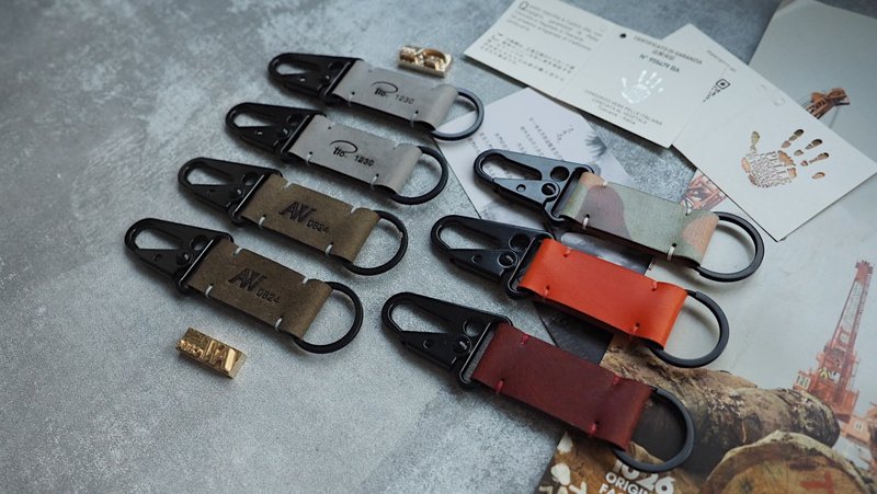 純手工牛皮美式復古鷹嘴鑰匙扣 顏色款式可客製化 訂製刻字 禮物 - 鑰匙圈/鑰匙包 - 真皮 多色