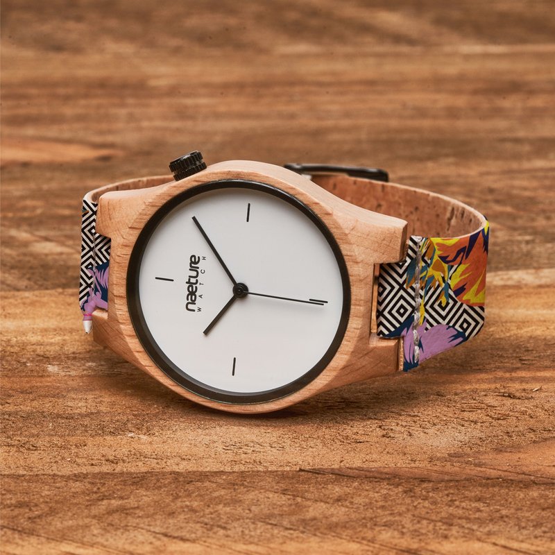 Vegan watch made in Germany of natural materials made of beech wood and cork - Women's Watches - Wood Purple