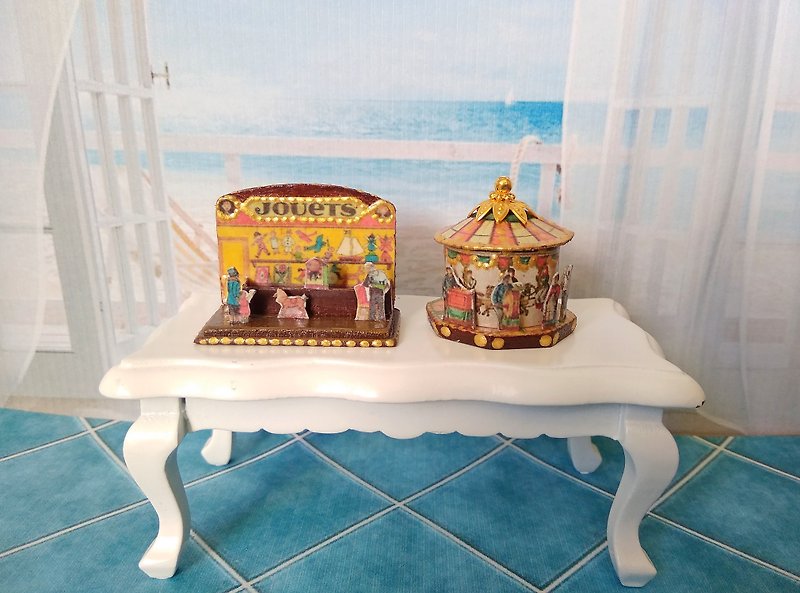 1:12 scale.Dollhouse set. Carousel + stand. Dollhouse miniature. - Stuffed Dolls & Figurines - Other Materials 