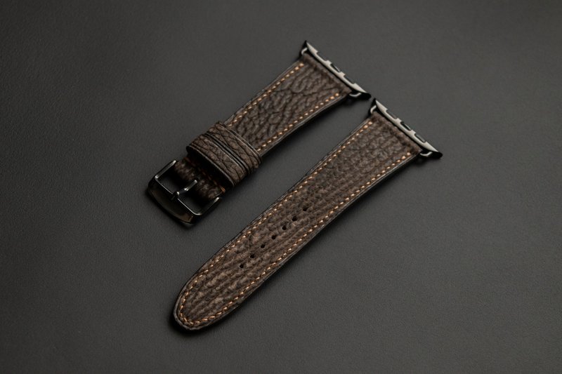 Apple Watch Band of Nubuck Sharkskin leather in Dark Brown (MTO) - Watchbands - Genuine Leather Brown