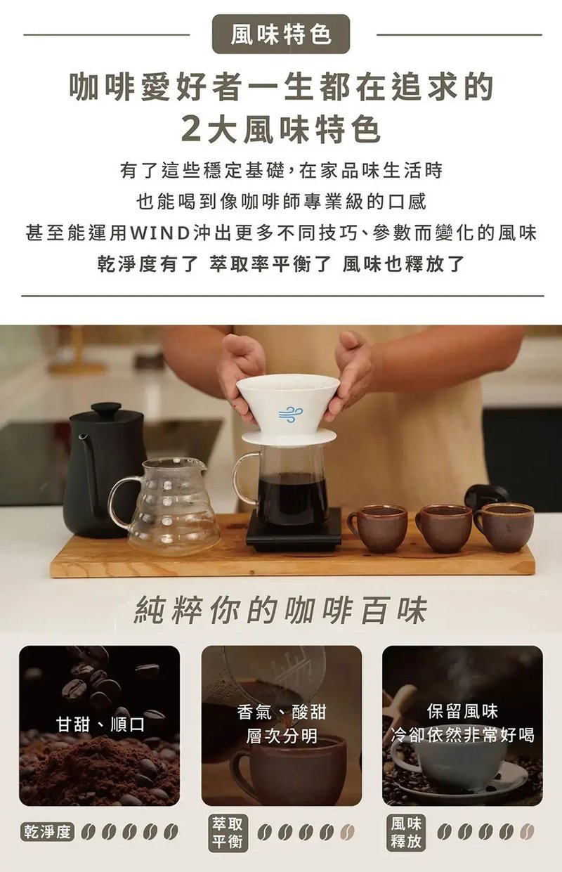 WIND 185蛋糕濾紙 波浪紋濾紙 1~4人份(100張-白色) - 咖啡壺/手沖壺 - 紙 白色