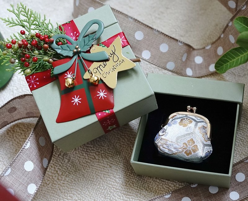耶誕限量創意禮盒/金襴錦織系列迷你型口金包/共兩款 - 零錢包/小錢包 - 其他材質 