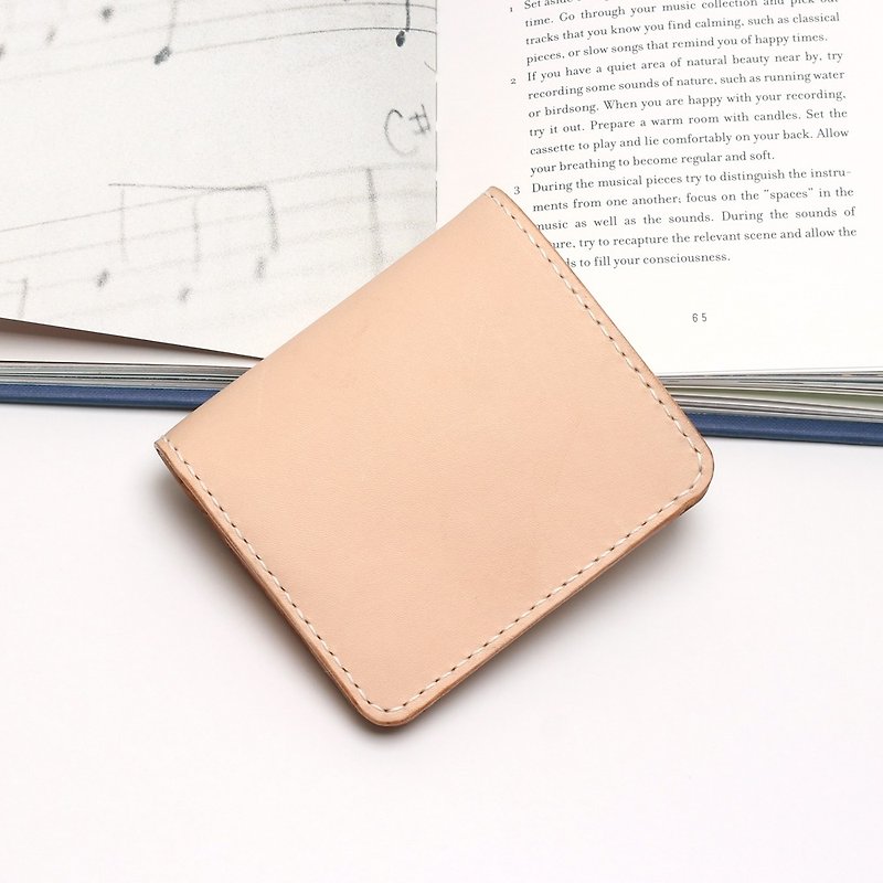 Crafted short clip | original color vegetable tanned cow leather | multi-color - Wallets - Genuine Leather Brown