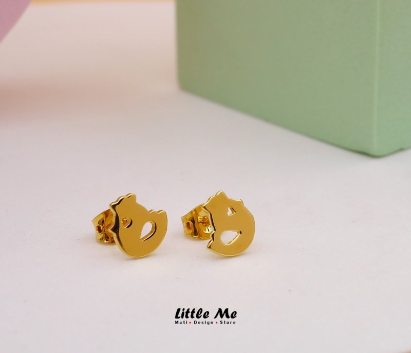 Handmade Little baby chicken earring - gold plated - ต่างหู - โลหะ สีทอง