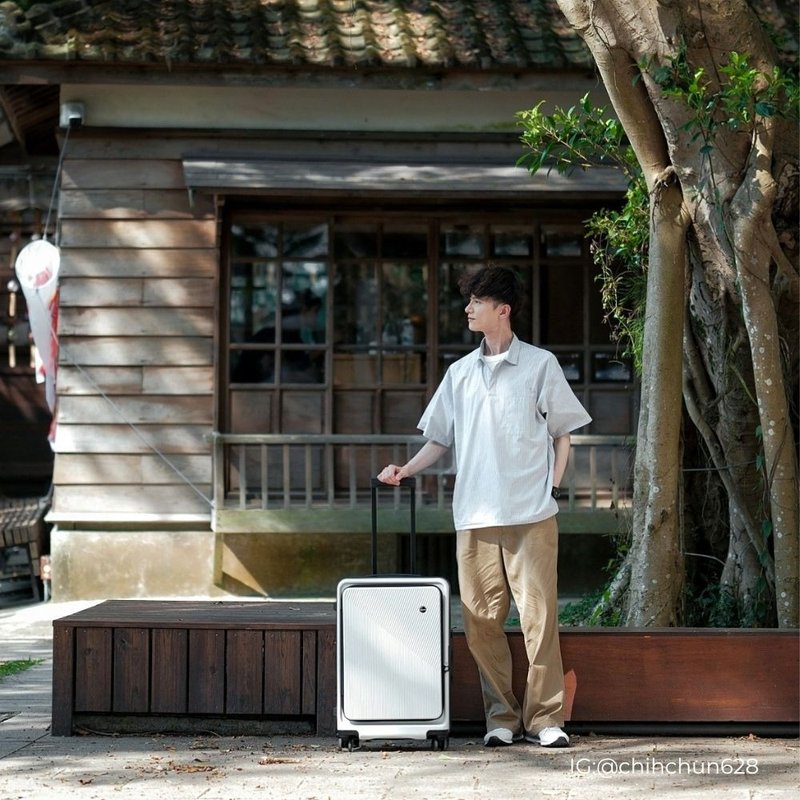 [Choose 2 25-inch pieces - average price 3912] Dreamin 25-inch front-loading suitcase - Crescent White - กระเป๋าเดินทาง/ผ้าคลุม - พลาสติก ขาว