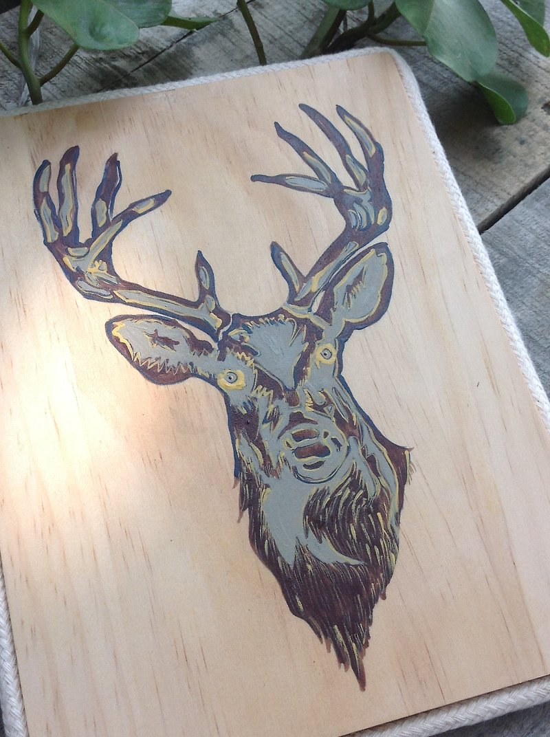 Hand painted * elk * / decorations / ornaments / marine wind - Posters - Wood Brown