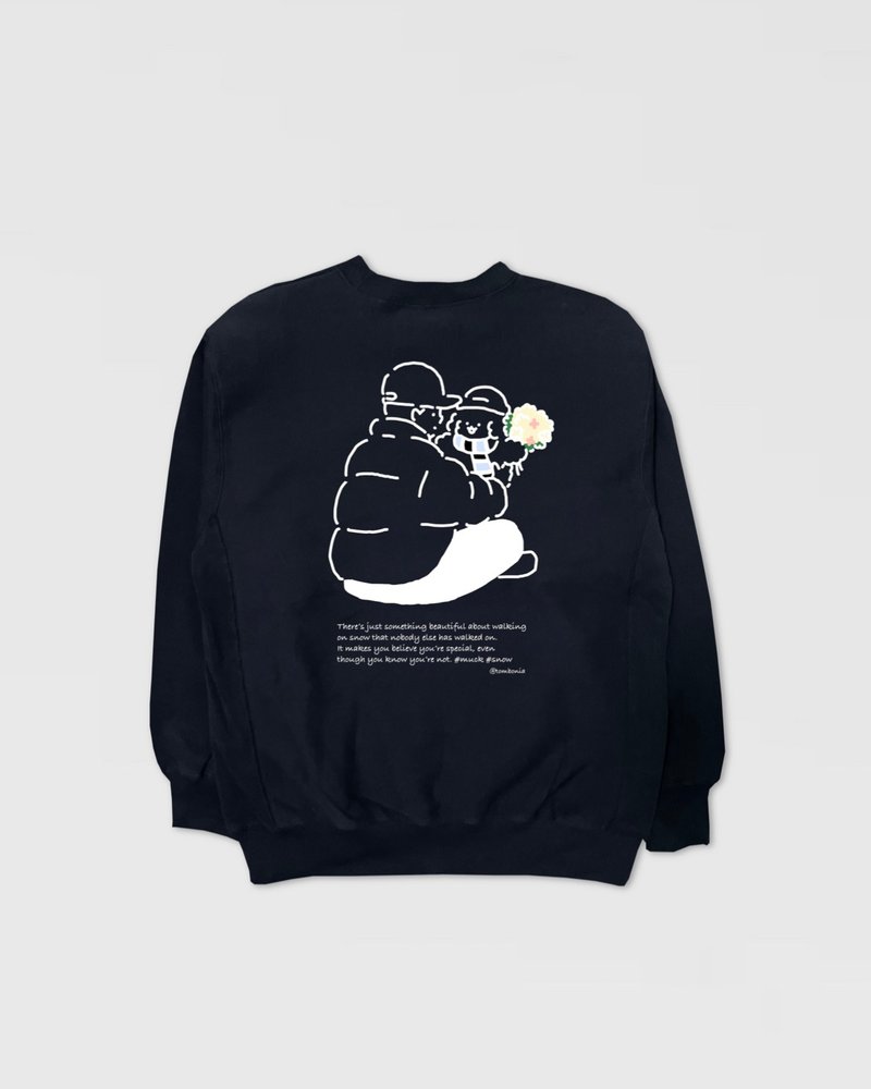 Seeing each other Sweat shirts Navy - 女上衣/長袖上衣 - 棉．麻 藍色