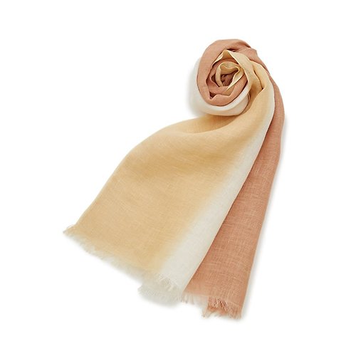 MOTHERHOUSE 亞麻條紋圍巾-橘粉色(數量有限 售完為止)