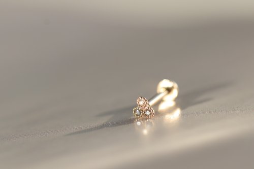 CHARIS GRACE 14K 三角圓鎖珠耳環 (前鎖 平底 圓餅) (單個)耳骨 耳窩 不退色