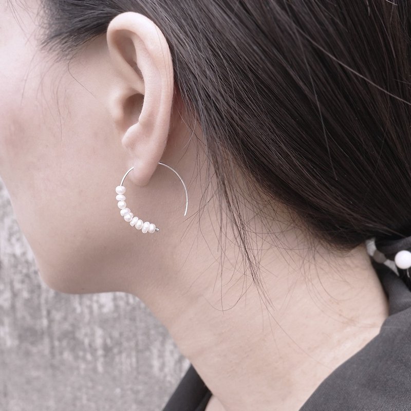 Cluster Series | Dora Family | Sterling Silver Pearl Earrings - Earrings & Clip-ons - Pearl Silver