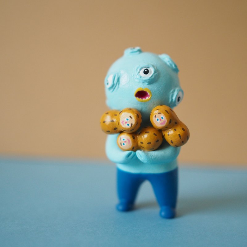 Peanut Many-Eyed Kid - 公仔/玩偶 - 黏土 藍色