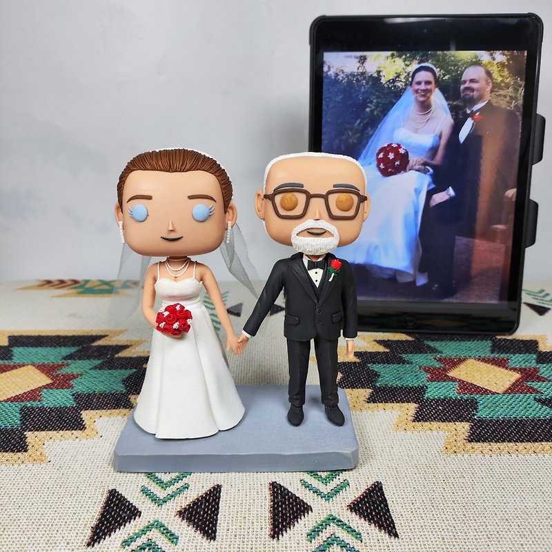 客製化3D人像公仔 訂製手工Funko Pop情侶父母夫妻結婚週年禮物 - 玩偶/公仔 - 黏土 多色