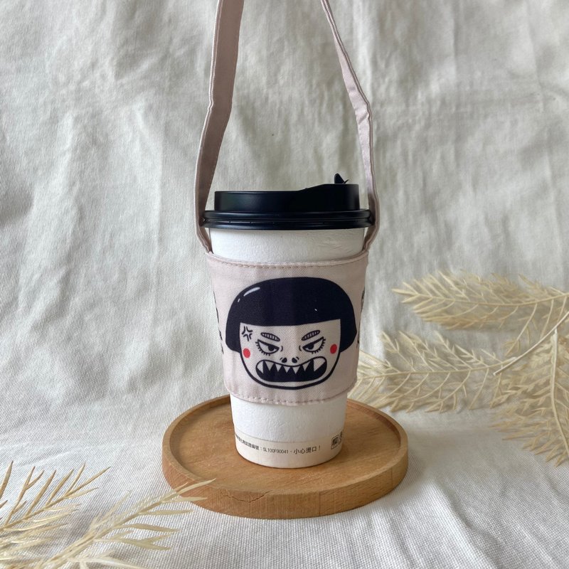 Original beverage bag/cup cover/irritable physique - Beverage Holders & Bags - Cotton & Hemp Black